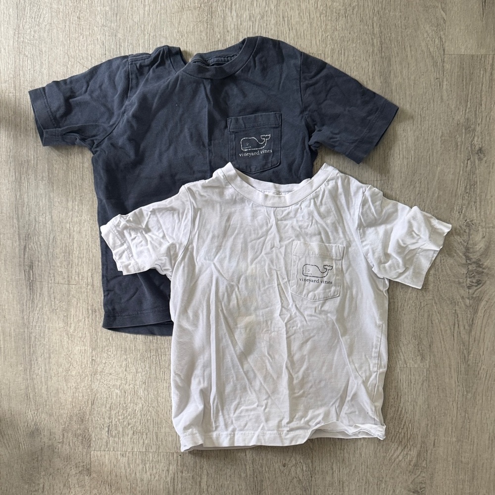 2 Vineyard Vines Blue and White Short Sleeve Tees